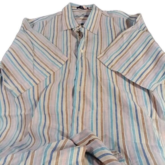 Alan Flusser Other - Alan Flusser 100% Linen Button Up Shirt Sz. 2XL Coastal Beach Vacation
